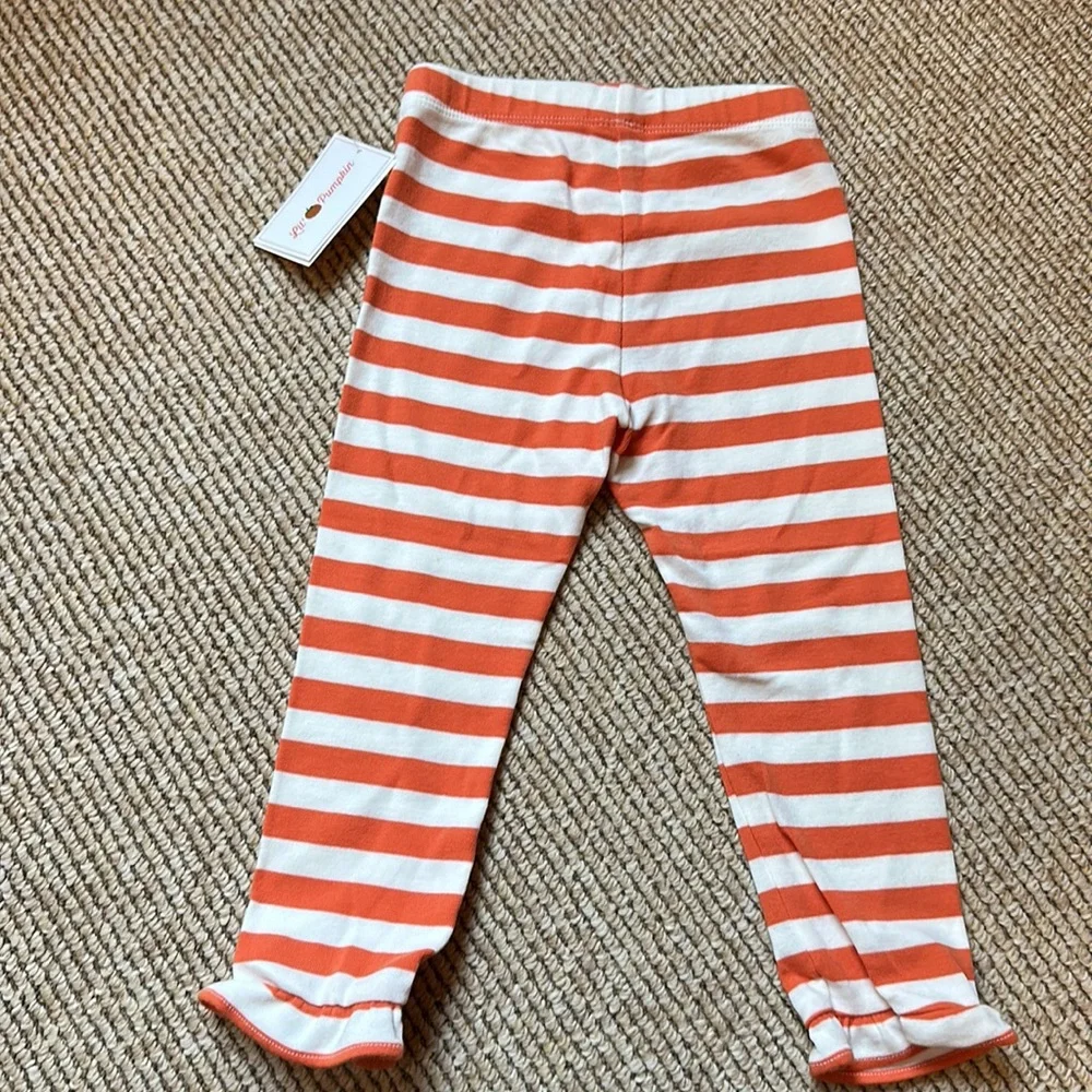 NWT Gymboree Lil' Pumpkin orange and white (cream) toddler girl leggings 2T